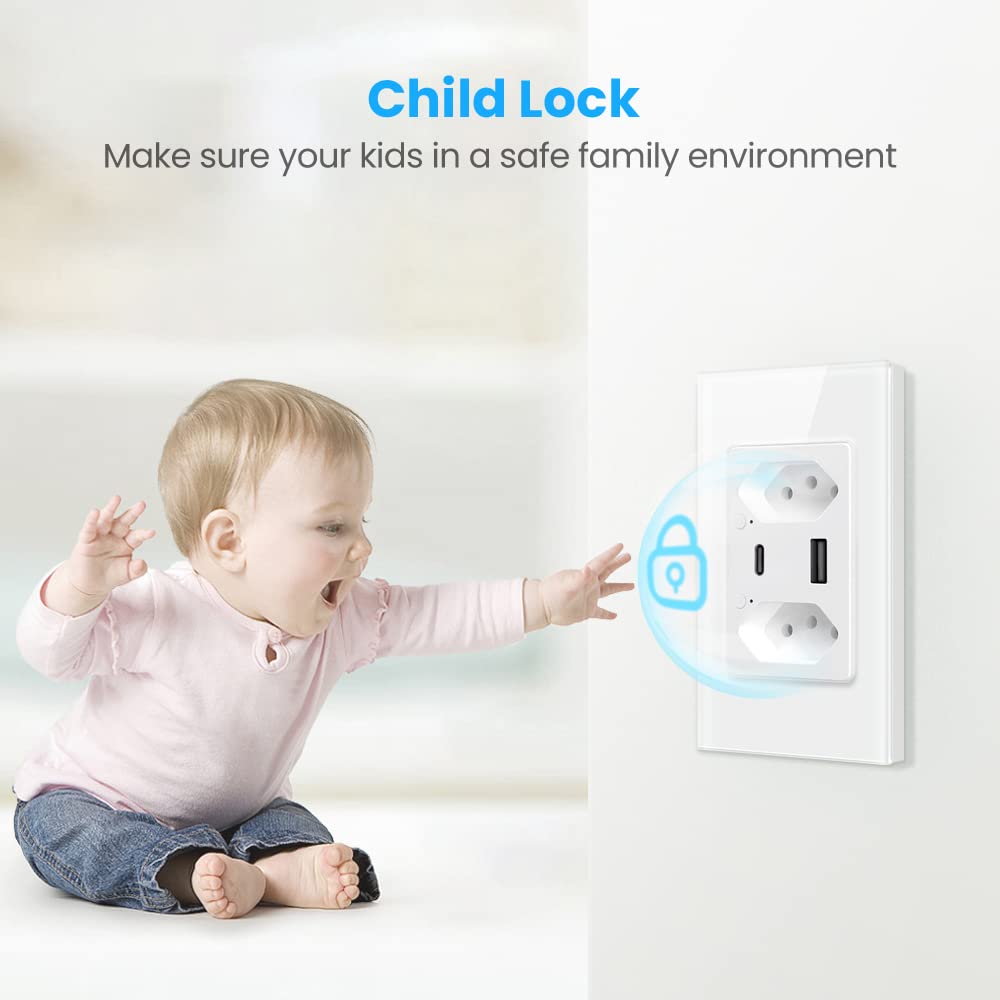 Tomada Inteligente WiFi com Porta USB Tipo C Tomada de Parede Smart Home - Miniatura 8