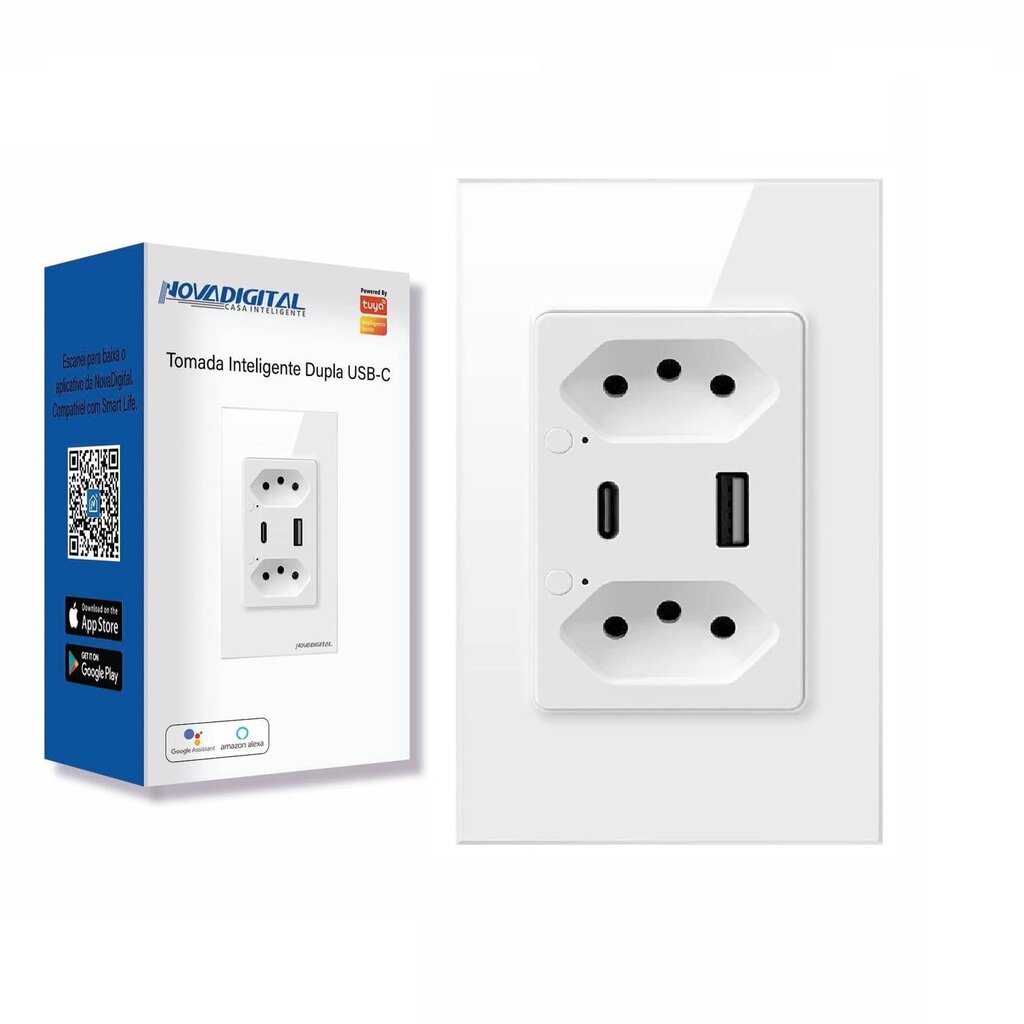 Tomada Inteligente WiFi com Porta USB Tipo C Tomada de Parede Smart Home - Miniatura 2