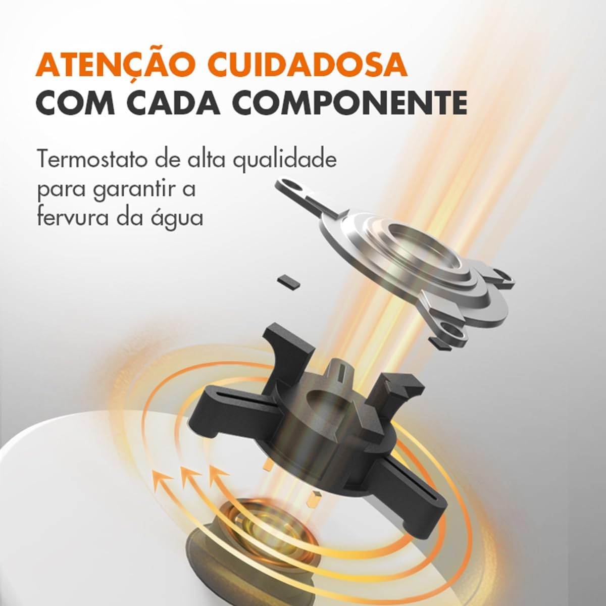 Chaleira Elétrica Branca 1,7L 1450W Aço Inox e Cabo Retrátil - Miniatura 5