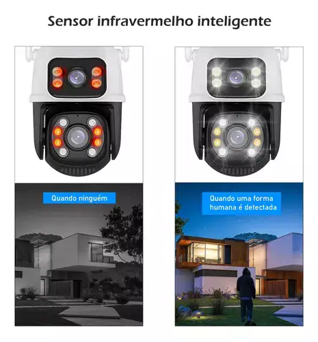 Kit Câmera Segurança Dome 2k 360 Prova D'agua Lente Dupla Cor Branco/preto + Cartão 64GB - Miniatura 7