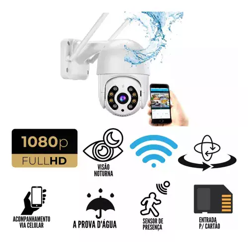 Kit 3x Câmera ip dome wi-fi Full HD externa Prova D'água + 3x Cartão | Leve 3 Pague 2 - Miniatura 6