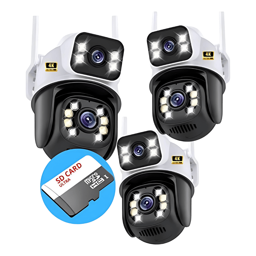 Kit 3x Câmeras Dome 360° Lente Dupla + 3 Cartões 128GB | Leve 3 Pague 2