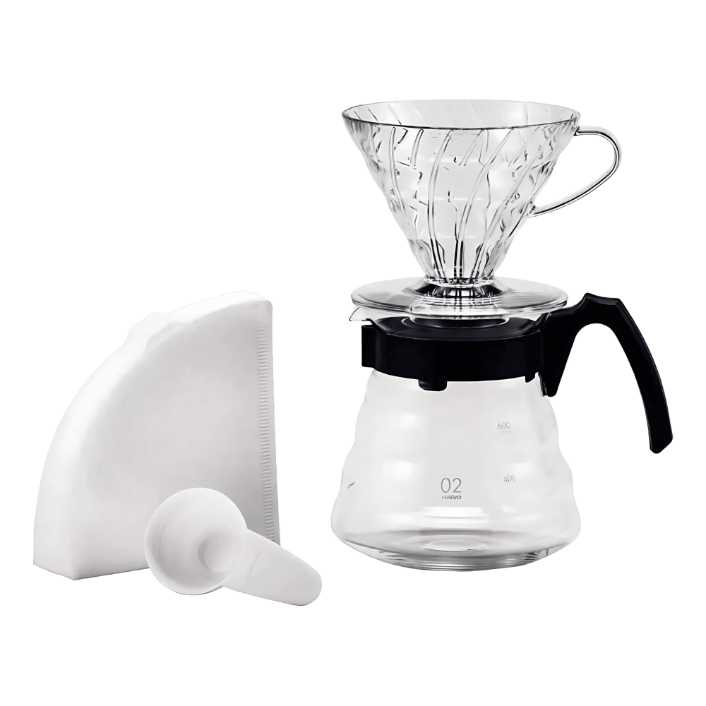 Kit Cafeteira Hario V60 Jarra+tampa+suporte+colher+40 Filtro