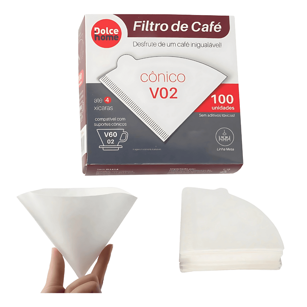 Filtro De Papel Para Café Pacote 100 Dolce Home Cor Branco