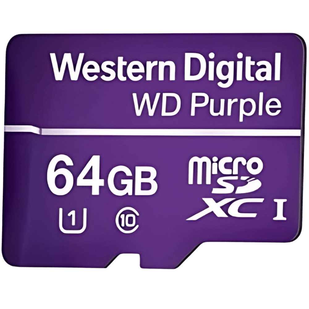 Cartão De Memória WD Purple Micro SD, 64GB, Classe 10