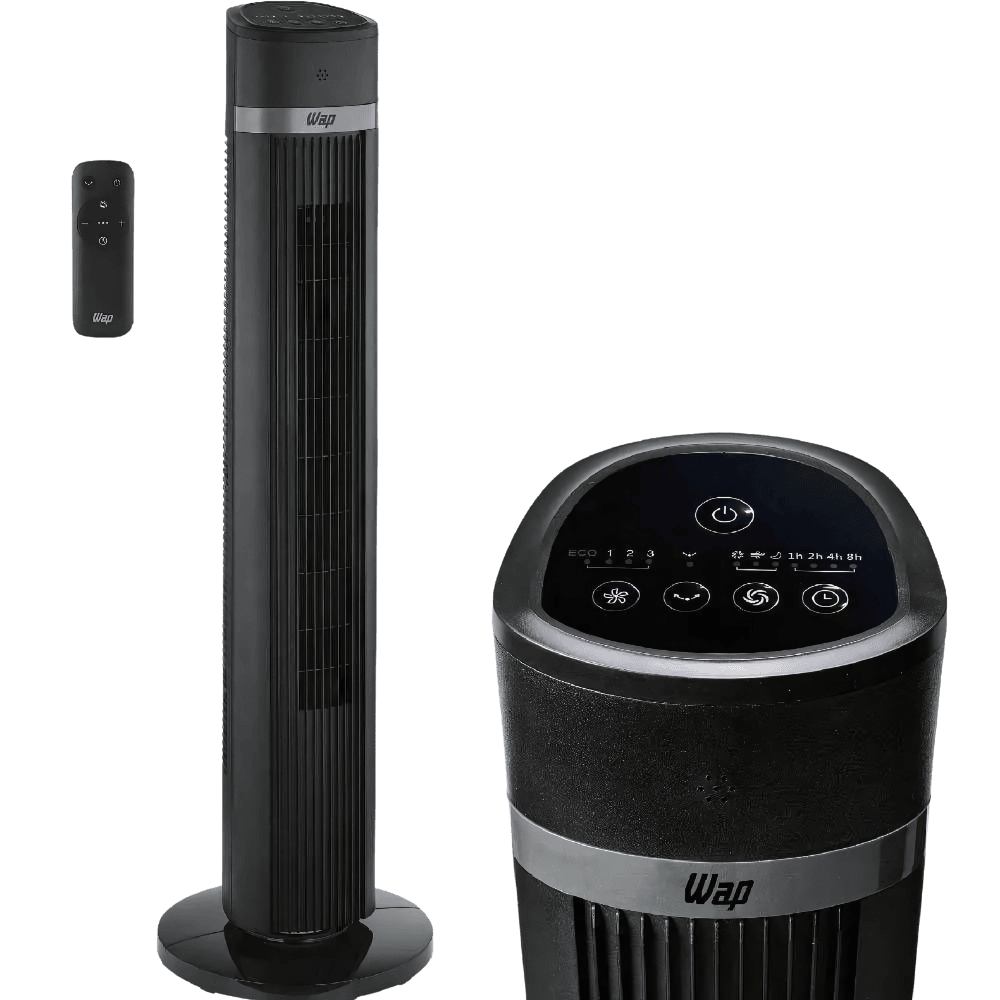WAP Ventilador de Torre AIR SILENCE com 4 Níveis de Velocidade, Time de até 15 Horas e Desligamento Automático