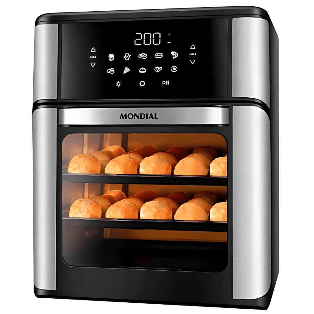 Fritadeira Air Fryer Forno Oven 12L Mondial Preto/Inox 2000W AFON-12L-BI