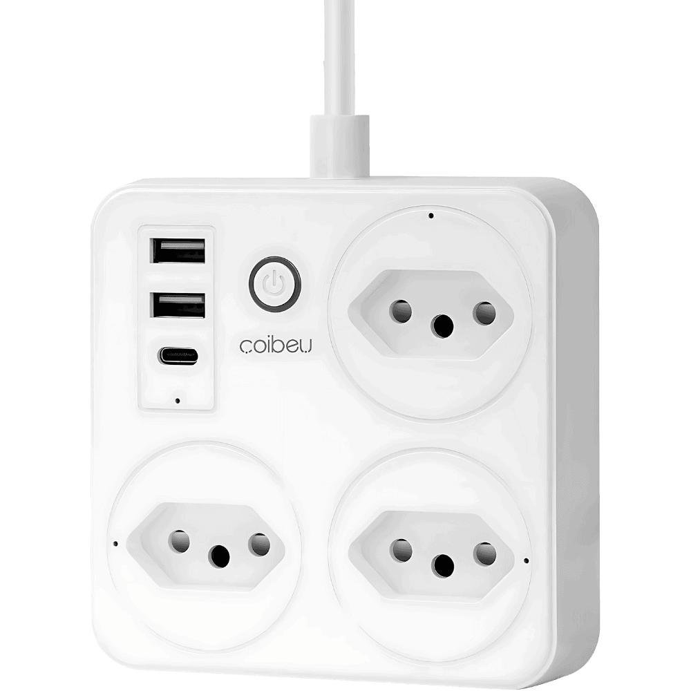 Extensão Inteligente Wifi Tuya 3 Tomadas 2usb 1type-c Coibeu