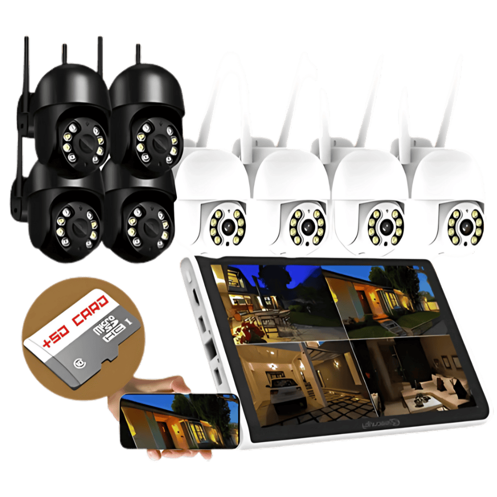 Nvr 8 Câmeras A8 Wifi Sem Fio 300m Hd Segurança C/ Sd 128gb