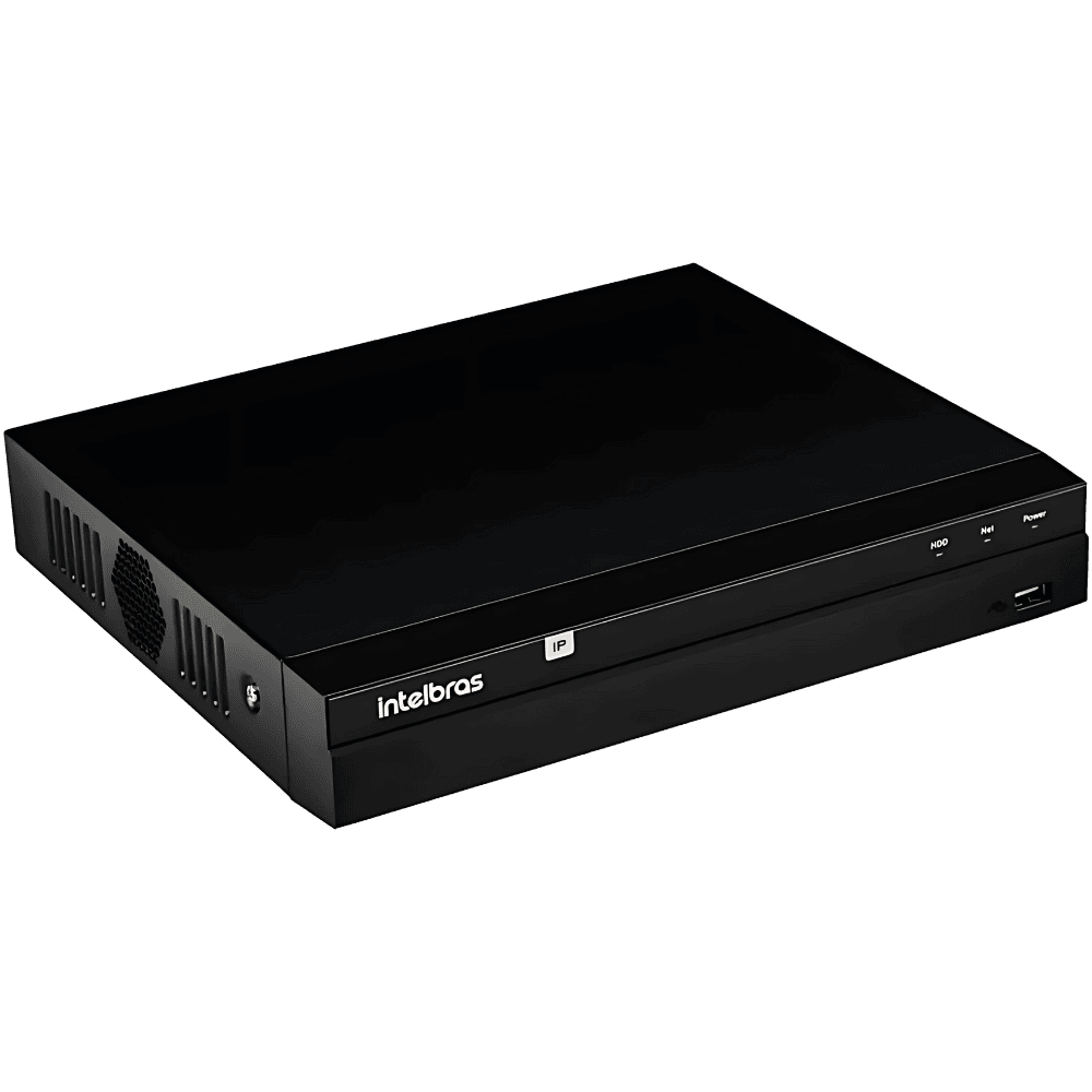 intelbras Gravador digital de vídeo NVR 8 canais PoE H.265+ NVD 1408 P 4k sem HD, Preto