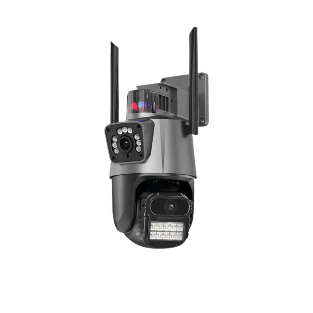 Câmera Inteligente P11 Wi-Fi 4K | Dupla Lente PTZ + Fixa | Giro 360° | Visão Noturna Colorida | Áudio Bidirecional | Detecção Humana & Luz Alerta – Compatible com Alexa e Google Home