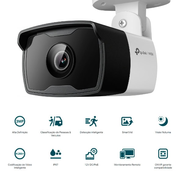Câmera Bullet Tp-link Vigi C330i 3mp Externa Branca Cor Branco - Miniatura 6
