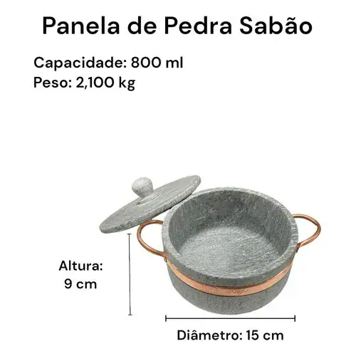 Jogo de Panelas De Pedra Sabão Duráveis 6 Peças - Miniatura 7
