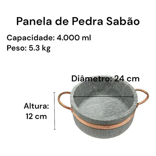 Jogo de Panelas de Pedra Sabão Tampa de Vidro 1,5 , 2, 3 e 4 Litros com Pegador Exclusivo - Miniatura 4