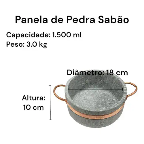 Jogo de Panelas de Pedra Sabão Tampa de Vidro 1,5 , 2, 3 e 4 Litros com Pegador Exclusivo - Miniatura 5
