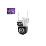 Kit Câmera Segurança Dome 2k 360 Prova D'agua Lente Dupla Cor Branco/preto + Cartão 64GB - Miniatura 1