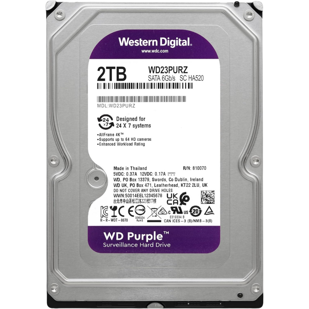 HDD Desktop Western Digital Purple Surveillance 2TB SATA3 5400RPM 64MB - Miniatura 3