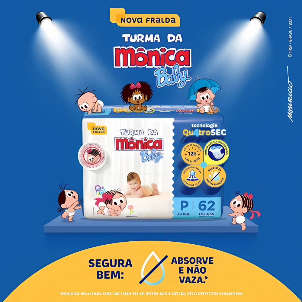 Fralda Turma da Mônica QuatroSec P Mega - Miniatura 5